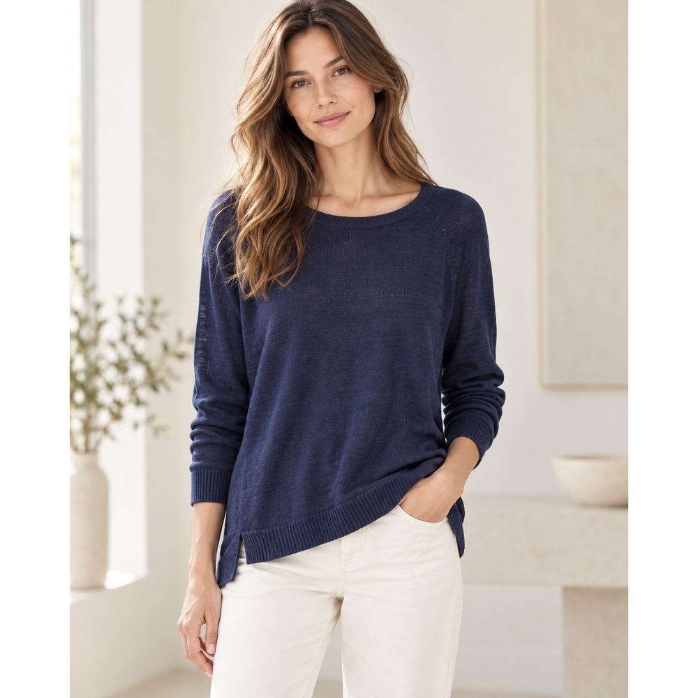 Vince Navy Blue Quiet Luxury Sweater Small Clean Girl Elevated Minimalist Luxe